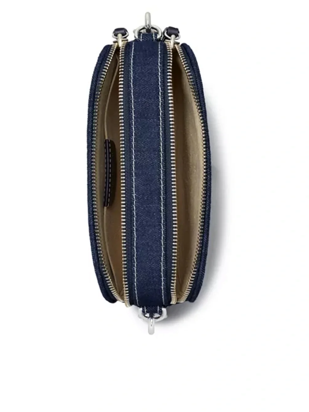 Tory Burch Miller Denim Camera Crossbody with Jacquard Logo Strap